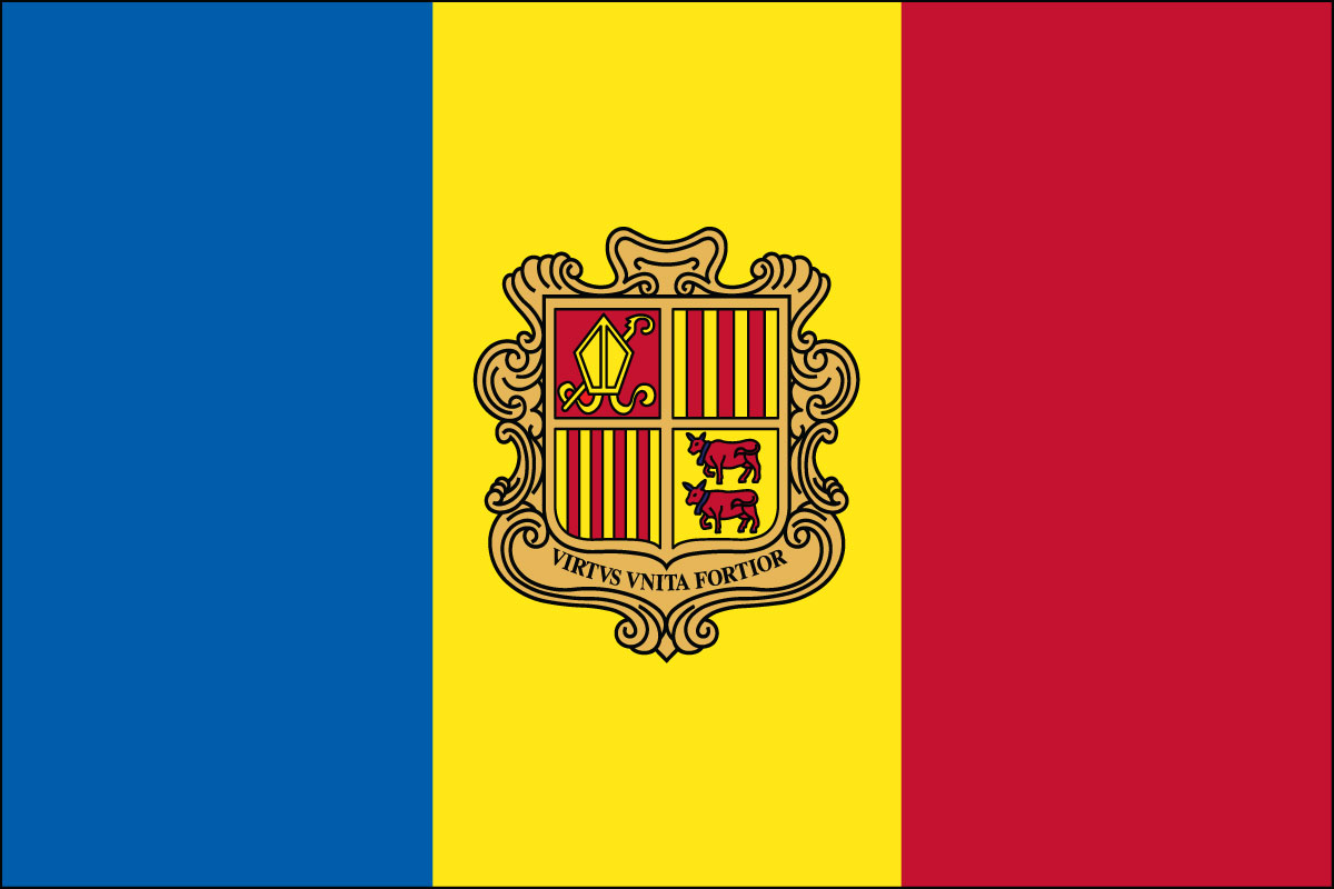 2x3' Nylon flag of Andorra