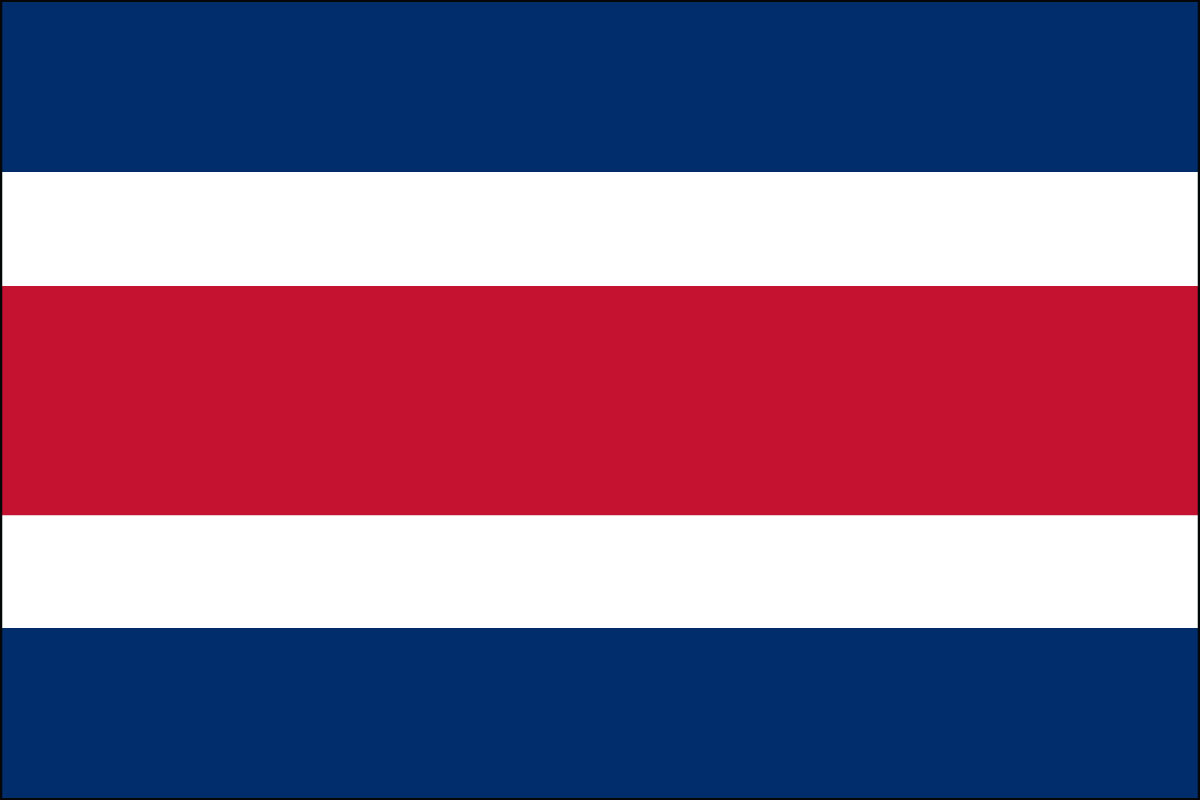 12x18" Nylon flag of Costa Rica - Civil (no seal)