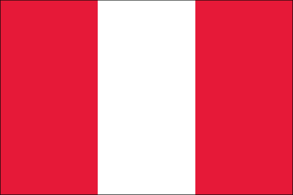 12x18" Nylon flag of Peru - Civil (no seal)