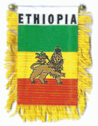 Mini-Banner with flag of Ethiopia w/ lion