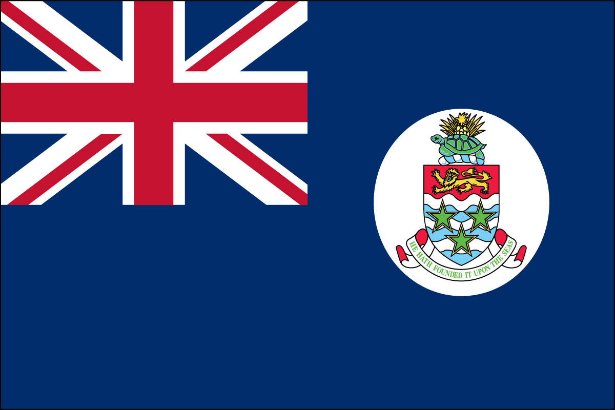 12x18" poly flag on a stick of Cayman Islands - 12x18" polyester flag of the Cayman Islands.<BR>Combines with our other 12x18" polyester flags for discounts.