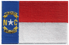 Borderless Flag Patch of State of North Carolina - 2¼x3½" embroidered Borderless Flag Patch of State of North Carolina .<BR>Combines with our other State Borderless Flag Patches for discounts.