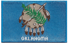 Borderless Flag Patch of State of Oklahoma - 2¼x3½" embroidered Borderless Flag Patch of State of Oklahoma .<BR>Combines with our other State Borderless Flag Patches for discounts.