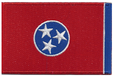 Borderless Flag Patch of State of Tennessee - 2¼x3½" embroidered Borderless Flag Patch of State of Tennessee .<BR>Combines with our other State Borderless Flag Patches for discounts.