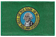 Borderless Flag Patch of State of Washington - 2¼x3½" embroidered Borderless Flag Patch of State of Washington .<BR>Combines with our other State Borderless Flag Patches for discounts.