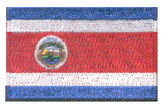 Midsize Flag Patch of Costa Rica - 1½x2½" embroidered Midsize Flag Patch of Costa Rica.<BR>Combines with our other Midsize Flag Patches for discounts.