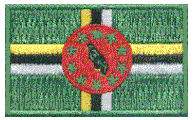 Midsize Flag Patch of Dominica - 1½x2½" embroidered Midsize Flag Patch of Dominica.<BR>Combines with our other Midsize Flag Patches for discounts.