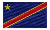 Midsize Flag Patch of Congo, Dem Republic of - 1½x2½" embroidered Midsize Flag Patch of the Democratic Republic of Congo.<BR>Combines with our other Midsize Flag Patches for discounts.