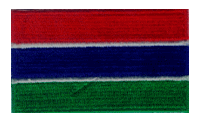 Midsize Flag Patch of Gambia - 1½x2½" embroidered Midsize Flag Patch of the Gambia.<BR>Combines with our other Midsize Flag Patches for discounts.