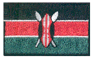 Midsize Flag Patch of Kenya - 1½x2½" embroidered Midsize Flag Patch of Kenya.<BR>Combines with our other Midsize Flag Patches for discounts.