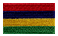 Midsize Flag Patch of Mauritius - 1½x2½" embroidered Midsize Flag Patch of Mauritius.<BR>Combines with our other Midsize Flag Patches for discounts.