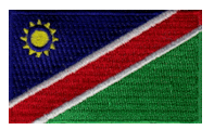 Midsize Flag Patch of Namibia - 1½x2½" embroidered Midsize Flag Patch of Namibia.<BR>Combines with our other Midsize Flag Patches for discounts.