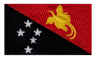 Midsize Flag Patch of Papua New Guinea - 1½x2½" embroidered Midsize Flag Patch of Papua New Guinea.<BR>Combines with our other Midsize Flag Patches for discounts.