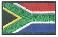 Midsize Flag Patch of South Africa - 1½x2½" embroidered Midsize Flag Patch of South Africa.<BR>Combines with our other Midsize Flag Patches for discounts.