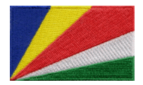 Midsize Flag Patch of Seychelles - 1½x2½" embroidered Midsize Flag Patch of Seychelles.<BR>Combines with our other Midsize Flag Patches for discounts.