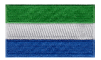 Midsize Flag Patch of Sierra Leone - 1½x2½" embroidered Midsize Flag Patch of Sierra Leone.<BR>Combines with our other Midsize Flag Patches for discounts.