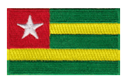 Midsize Flag Patch of Togo - 1½x2½" embroidered Midsize Flag Patch of Togo.<BR>Combines with our other Midsize Flag Patches for discounts.