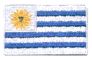 Midsize Flag Patch of Uruguay - 1½x2½" embroidered Midsize Flag Patch of Uruguay.<BR>Combines with our other Midsize Flag Patches for discounts.