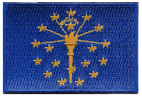 Mezzo Flag Patch of State of Indiana - 2x3" embroidered Mezzo Flag Patch of State of Indiana .<BR>Combines with our other State Mezzo Flag Patches for discounts.