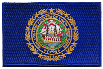 Mezzo Flag Patch of State of New Hampshire - 2x3" embroidered Mezzo Flag Patch of State of New Hampshire .<BR>Combines with our other State Mezzo Flag Patches for discounts.