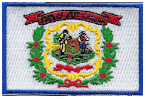 Mezzo Flag Patch of State of West Virginia - 2x3" embroidered Mezzo Flag Patch of State of West Virginia .<BR>Combines with our other State Mezzo Flag Patches for discounts.