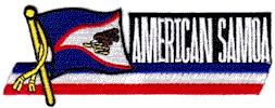 Cut-Out Flag Patch of Samoa, American - 1¾x4¾" embroidered Cut-Out Flag Patch of Samoa, American.<BR>Combines with our other Cut-Out Flag Patches for discounts.