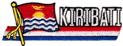 Cut-Out Flag Patch of Kiribati - 1¾x4¾" embroidered Cut-Out Flag Patch of Kiribati.<BR>Combines with our other Cut-Out Flag Patches for discounts.