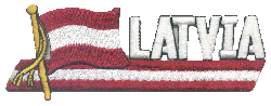 Cut-Out Flag Patch of Latvia - 1¾x4¾" embroidered Cut-Out Flag Patch of Latvia.<BR>Combines with our other Cut-Out Flag Patches for discounts.