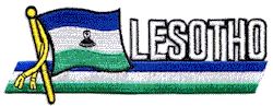 Cut-Out Flag Patch of Lesotho - 1¾x4¾" embroidered Cut-Out Flag Patch of Lesotho.<BR>Combines with our other Cut-Out Flag Patches for discounts.