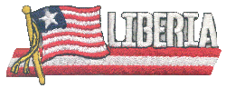 Cut-Out Flag Patch of Liberia - 1¾x4¾" embroidered Cut-Out Flag Patch of Liberia.<BR>Combines with our other Cut-Out Flag Patches for discounts.