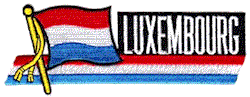 Cut-Out Flag Patch of Luxembourg - 1¾x4¾" embroidered Cut-Out Flag Patch of Luxembourg.<BR>Combines with our other Cut-Out Flag Patches for discounts.