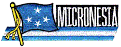 Cut-Out Flag Patch of Micronesia - 1¾x4¾" embroidered Cut-Out Flag Patch of Micronesia.<BR>Combines with our other Cut-Out Flag Patches for discounts.