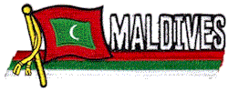 Cut-Out Flag Patch of Maldives - 1¾x4¾" embroidered Cut-Out Flag Patch of Maldives.<BR>Combines with our other Cut-Out Flag Patches for discounts.