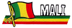 Cut-Out Flag Patch of Mali - 1¾x4¾" embroidered Cut-Out Flag Patch of Mali.<BR>Combines with our other Cut-Out Flag Patches for discounts.