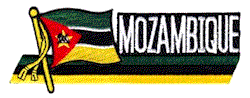 Cut-Out Flag Patch of Mozambique - 1¾x4¾" embroidered Cut-Out Flag Patch of Mozambique.<BR>Combines with our other Cut-Out Flag Patches for discounts.