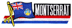 Cut-Out Flag Patch of Montserrat - 1¾x4¾" embroidered Cut-Out Flag Patch of Montserrat.<BR>Combines with our other Cut-Out Flag Patches for discounts.