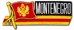 Cut-Out Flag Patch of Montenegro - 1¾x4¾" embroidered Cut-Out Flag Patch of Montenegro.<BR>Combines with our other Cut-Out Flag Patches for discounts.