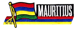 Cut-Out Flag Patch of Mauritius - 1¾x4¾" embroidered Cut-Out Flag Patch of Mauritius.<BR>Combines with our other Cut-Out Flag Patches for discounts.