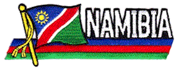 Cut-Out Flag Patch of Namibia - 1¾x4¾" embroidered Cut-Out Flag Patch of Namibia.<BR>Combines with our other Cut-Out Flag Patches for discounts.