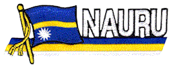 Cut-Out Flag Patch of Nauru - 1¾x4¾" embroidered Cut-Out Flag Patch of Nauru.<BR>Combines with our other Cut-Out Flag Patches for discounts.