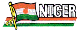 Cut-Out Flag Patch of Niger - 1¾x4¾" embroidered Cut-Out Flag Patch of Niger.<BR>Combines with our other Cut-Out Flag Patches for discounts.