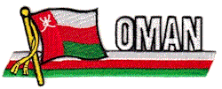 Cut-Out Flag Patch of Oman - 1¾x4¾" embroidered Cut-Out Flag Patch of Oman.<BR>Combines with our other Cut-Out Flag Patches for discounts.