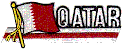 Cut-Out Flag Patch of Qatar - 1¾x4¾" embroidered Cut-Out Flag Patch of Qatar.<BR>Combines with our other Cut-Out Flag Patches for discounts.