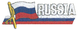 Cut-Out Flag Patch of Russia - 1¾x4¾" embroidered Cut-Out Flag Patch of Russia.<BR>Combines with our other Cut-Out Flag Patches for discounts.