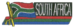 Cut-Out Flag Patch of South Africa - 1¾x4¾" embroidered Cut-Out Flag Patch of South Africa.<BR>Combines with our other Cut-Out Flag Patches for discounts.