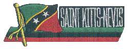 Cut-Out Flag Patch of Saint Kitts-Nevis - 1¾x4¾" embroidered Cut-Out Flag Patch of Saint Kitts-Nevis.<BR>Combines with our other Cut-Out Flag Patches for discounts.