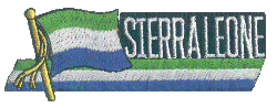 Cut-Out Flag Patch of Sierra Leone - 1¾x4¾" embroidered Cut-Out Flag Patch of Sierra Leone.<BR>Combines with our other Cut-Out Flag Patches for discounts.