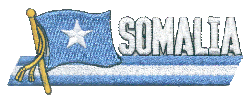 Cut-Out Flag Patch of Somalia - 1¾x4¾" embroidered Cut-Out Flag Patch of Somalia.<BR>Combines with our other Cut-Out Flag Patches for discounts.