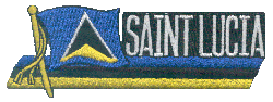 Cut-Out Flag Patch of Saint Lucia - 1¾x4¾" embroidered Cut-Out Flag Patch of Saint Lucia.<BR>Combines with our other Cut-Out Flag Patches for discounts.