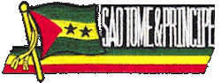 Cut-Out Flag Patch of Sao Tome and Principe - 1¾x4¾" embroidered Cut-Out Flag Patch of Sao Tome and Principe.<BR>Combines with our other Cut-Out Flag Patches for discounts.